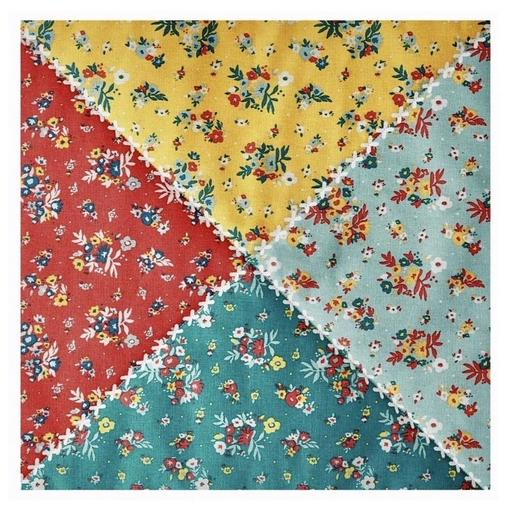 Pioneer Woman Rose Ditsy Square Quilted Reversible Placemats Patchwork Set of 6